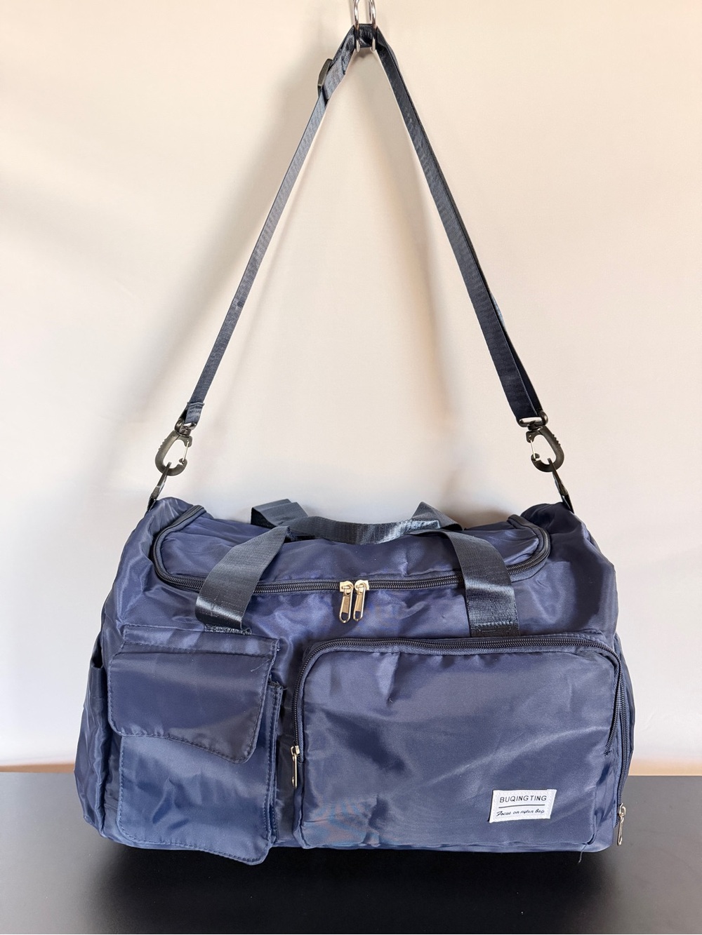 Gym Bag, Travel Duffle, Carry-on with Shoe Compartment, Navy Blue